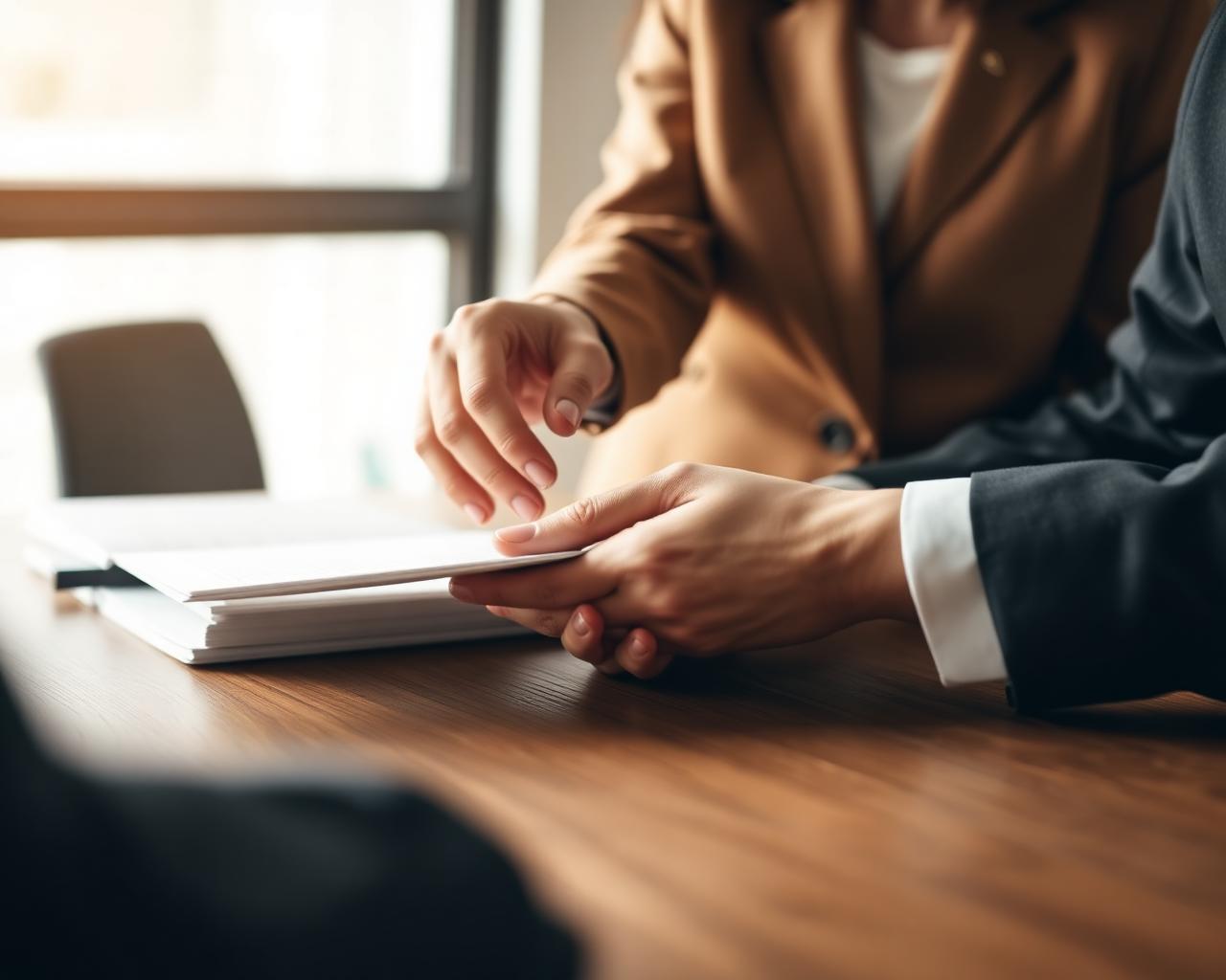 Conseillers en gestion privée échangeant autour d'un dossier patrimonial
